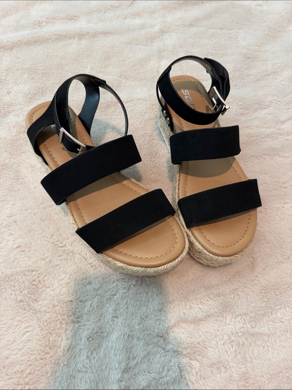 Soda Black Espadrille Platform Sandals